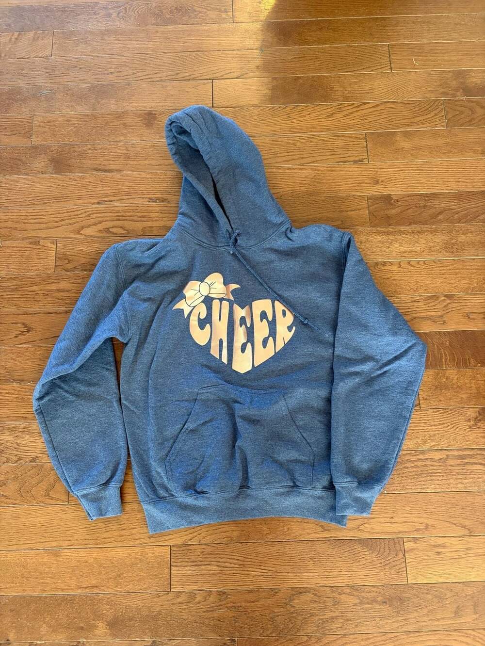 Heathered blue gray cheer hoodie